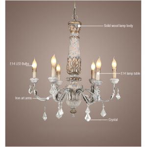 Wood Bead chandelier lighting lustre bois for country farmhouse rustic