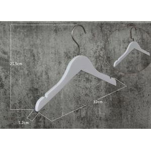 China Glossy White Painting Wooden Clothing Store Hangers With 360 Degree Swivel on sale