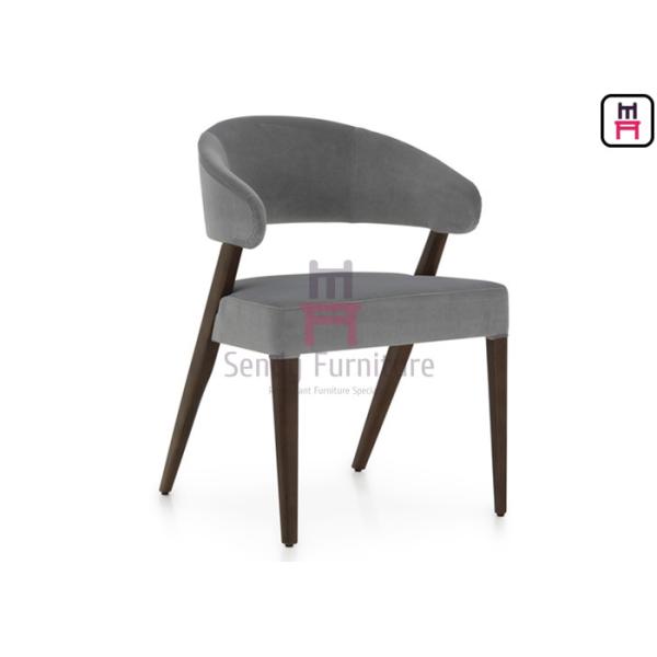 Buy cheap Enveloping Backrest Open Back Armrest Wood Restaurant Chair Gray Velvet from wholesalers