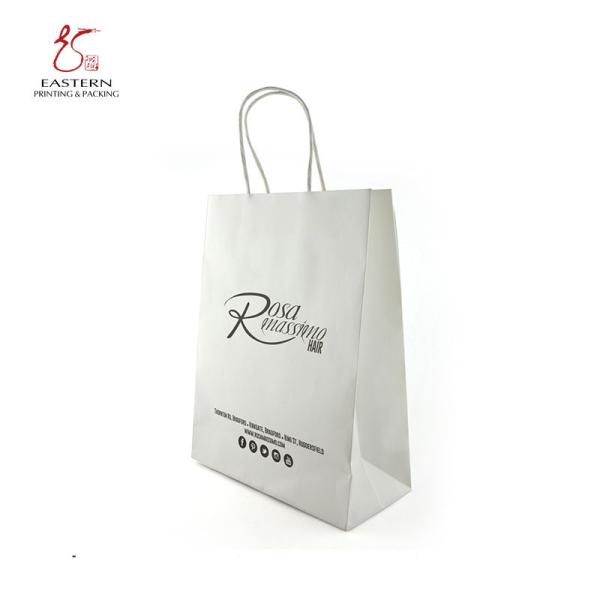 Quality CMYK Printing Recyclable White Paper Gift Bags With Handles 210gsm for sale