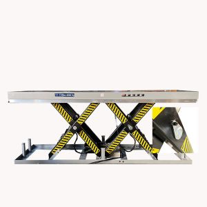 Buy cheap 2 Ton Large Platform 2.5mx0.82m Transverse Hydraulic Double Scissor Lift Table 1000mm from wholesalers