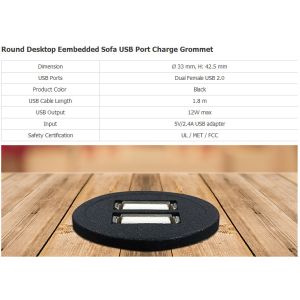Qi Standard USB2.0 Embedded Desktop Wireless Charger