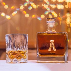 Buy cheap 375ml Flint Cubic Glass Tequila Decanter Vinolok Closures from wholesalers