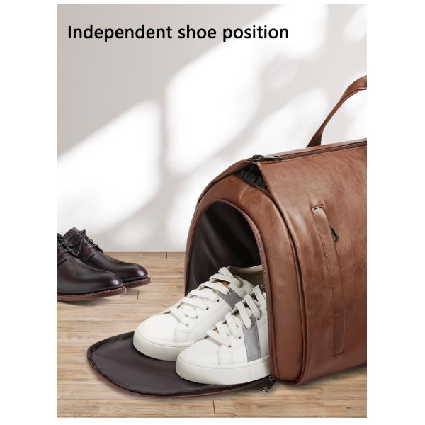 Black PU Leather Oxford Cloth Travel Duffle Bag Accept Customized Logo