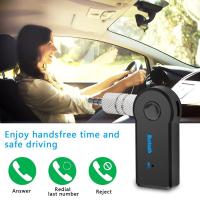 China Universal Bluetooth Transmitter Car Kit Handsfree 3.5mm Streaming Car A2DP Wireless AUX Audio Music Receiver Adapter for sale