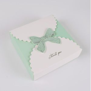 Custom Color Recycled Folding Ivory Board Small Gift Paper Box With Bow For Kids