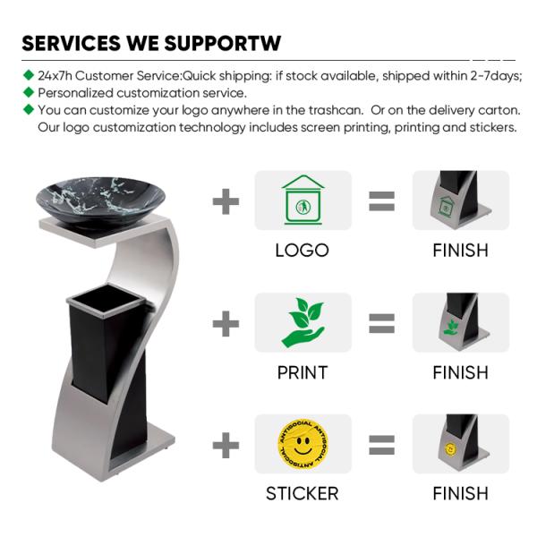 Luxury Commercial Stainless Steel Garbage Bin / Office Hotel Lobby Trash Bin Decorative Metal Trash Cans