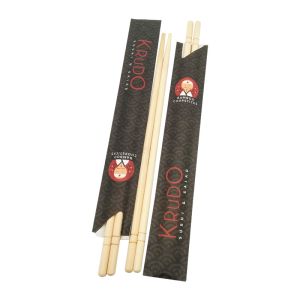 Buy cheap Biodegradable Disposable Bamboo Chopsticks with Black Flower Paper Wrapping from wholesalers