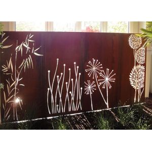 Laser Cutting Dandelion Patterns Corten Steel Garden Screens Decoration