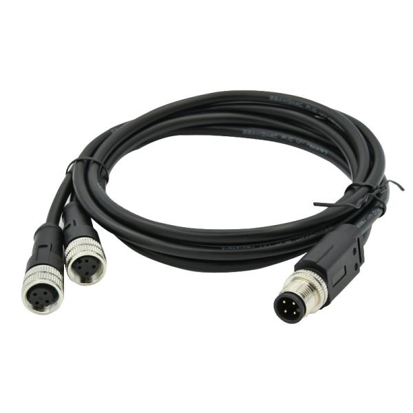 A Code 4 Pin M12 Y Splitter Molded Cable IP68 Waterproof M12 Connector