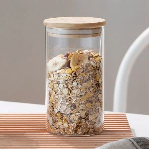 Buy cheap 25 Oz Borosilicate Glass Storage Containers Transparent Jar With Bamboo Lid from wholesalers