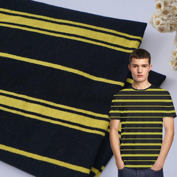 Durable Plain Cotton Sweat Absorbent Striped Material Fabric For T - Shirt Tear