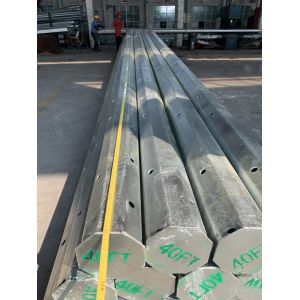 Buy cheap Q345 Hot Dip Electrical Galvanized Power Pole 40ft Octagonal 3mm Thickness 15kv from wholesalers