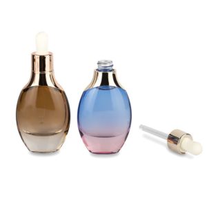 Buy cheap Unique Shape 1oz Empty Cosmetic Bottles Custom Logo With Rose Gold Dropper from wholesalers