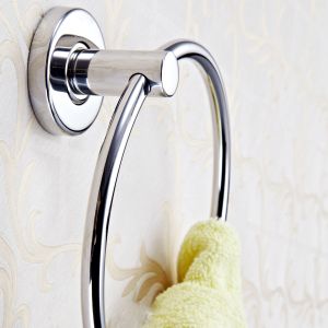 Grey Polished Chrome Hand Towel Holder Sus304 Circular Towel Rack