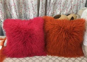 Buy cheap Long Mongolian sheepskin Pillow Two Toned Tibetan lamb fur cushion pillow cover product