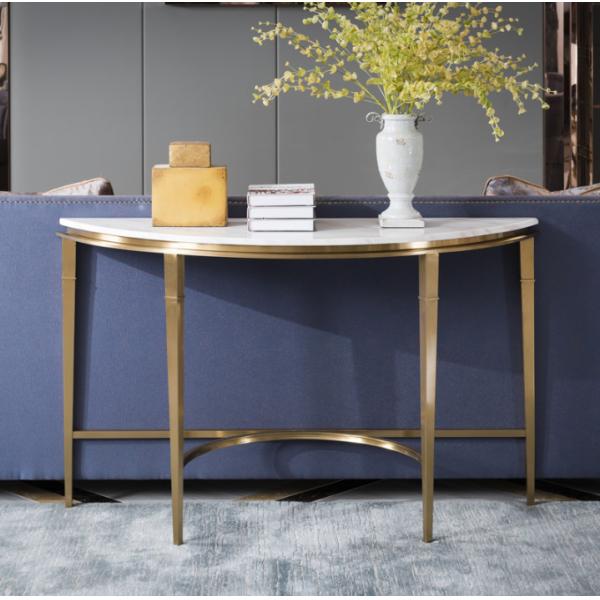 Buy cheap Contemporary Gold Stainless Steel Frame Marble Top Demilune Console table Hallway table from wholesalers