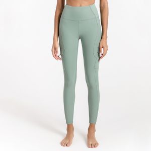 Buy cheap 220gsm Ribbed Yoga Leggings With Side Tooling Pocket High Waist Squat Proof from wholesalers