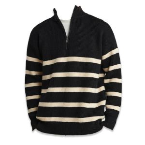 Buy cheap High-Performance Men s Sweaters with Ribbed Collar Style and Half zip striped sweater Pattern from wholesalers