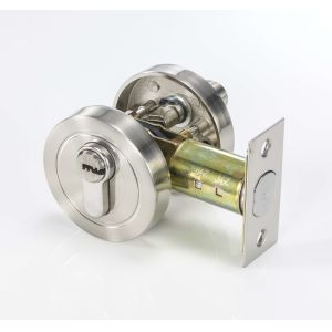 Buy cheap Zinc Body Brass Cylinder Circle Deadbolt Lock Satin Nickel from wholesalers