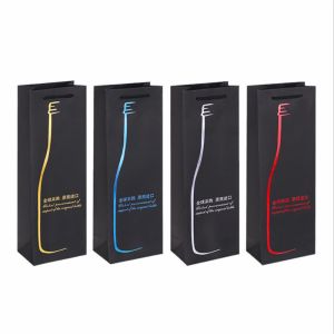 Custom Printed Bottle Paper Wine Bags with Handles Rope Handle and CMYK/PANTONE