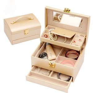 Buy cheap protable elegant PU leather cosmetic gift box with handle from wholesalers