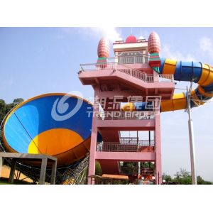 Red / Yellow / Green Fiberglass Water Slides for outdoor playground