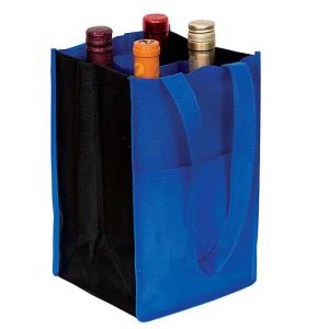 Buy cheap NonWoven Four Bottle Wine Bag Reusable Wine Bag with Two Self-material Handles from wholesalers