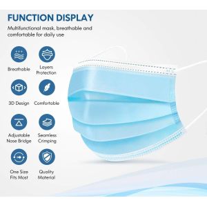 Flat ASTM Level 2 Disposable Face Mask With Nose Clip Elastic CE ISO 13485 FDA