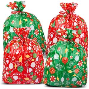 Custom Design Colorful Plastic Gift Wrap Bags For Huge Xmas Present Packing