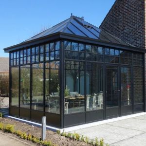 Buy cheap Waterproof Aluminum Frame Glass House Prefab Greenhouse with Customized Size Features from wholesalers