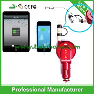 2 in 1 retractable car charger for smartphone