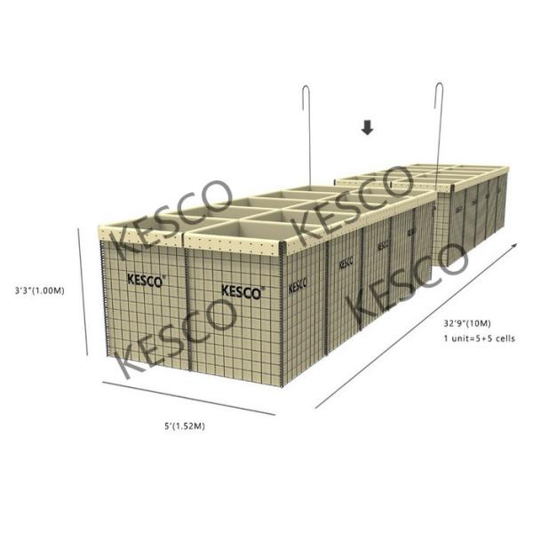 Quality MIL 4 Defense Hesco Bastion Collapsible Metal Security Barrier 3'' X 3'' Mesh Hole for sale