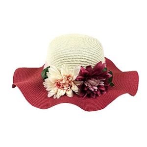 Flower Elegant Floppy Straw Beach Hat Woven Tree Patterns Available