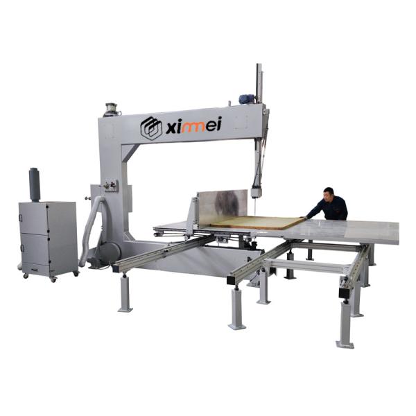 Quality Four Guide Wheels Vertical Knife Sponge Cutting Machine With Hand Moving Aluminum Work Table High Cutting Accuracy Cutting Sponge Into Block And Strip Efficiency And Reliability Reducing Downtime for sale