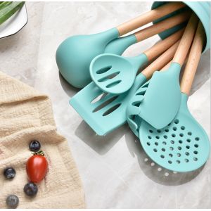 Buy cheap Non Stick Silicone Wooden Handle Kitchen Utensil Set 8 Pcs Silicone Utensil Spoon Set from wholesalers