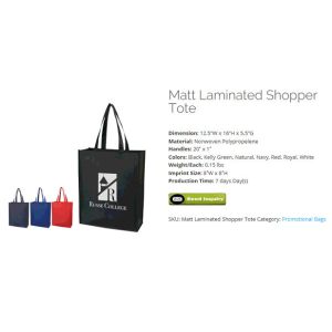 Buy cheap MATT LAMINATED SHOPPER TOTE, supply all kinds of packing options, according to OEM: shipping marks, bubble bags, PAC, PK from wholesalers