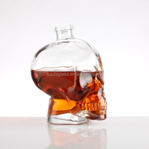 Customize Sealing Type Skull Head Glass Bottle in 300mL 350mL 750mL Sizes for