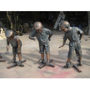 Buy cheap garden bronze children playing statue from wholesalers