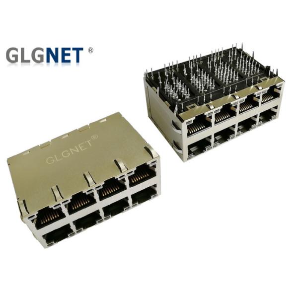 Quality Gigabit Ethernet RJ45 Jack Connector 2x4 Stacked POE DIP Mounting With EMI Tabs for sale