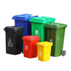 Buy cheap 160L Mobile Dustbin Red Black Plastic Garbage Containers On Wheels product