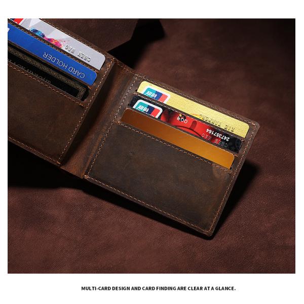 Slim Bifold Men's Wallet made of Genuine Leather with RFID Blocking and Nylon Lining
