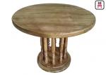 Buy cheap Rustic Wood Top Restaurant Dining Table , Roman Column Vintage Round Dining Table from wholesalers