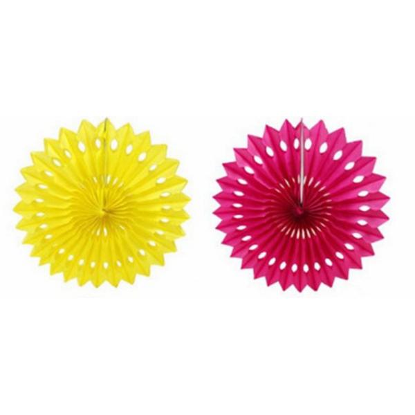 Color Paper Craft Fan, 28 Grams Type Paper, Size: 8 inch, 10 inch, 12 inch, 14 inch, 16 inch; Color: Red, Yellow, Blue,