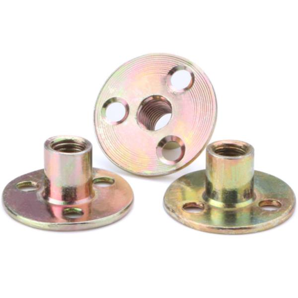 Colour Zinc Three Hole Round Nut Lock Tee Nut M6 M8 M10 Three Hole Round Base Lock Nut