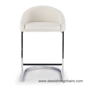 Buy cheap Kitchen Polished Stainless Steel 85CM 51CM White Upholstered Bar Stools from wholesalers