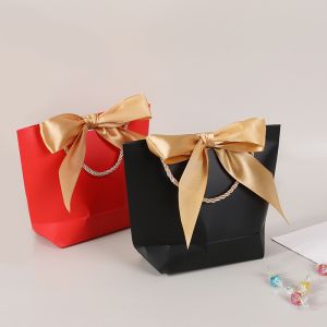 Buy cheap Small Shopping Custom Paper Gift Bags CMYK 4C Offset Printing With Ribbon Handles from wholesalers