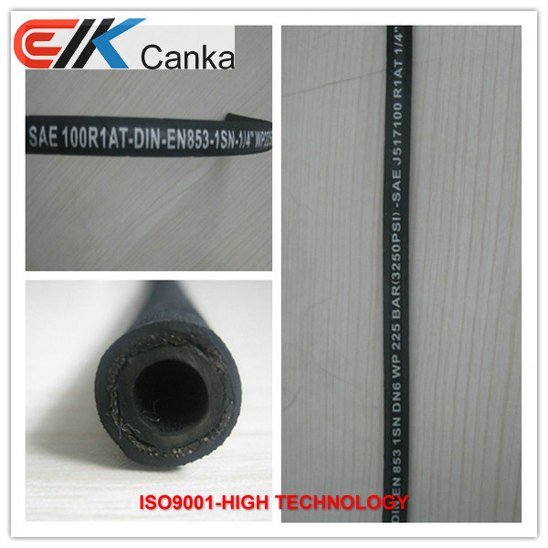 Quality Wire reinforced braided hydraulic rubber hose SAEJ517 R1AT for sale