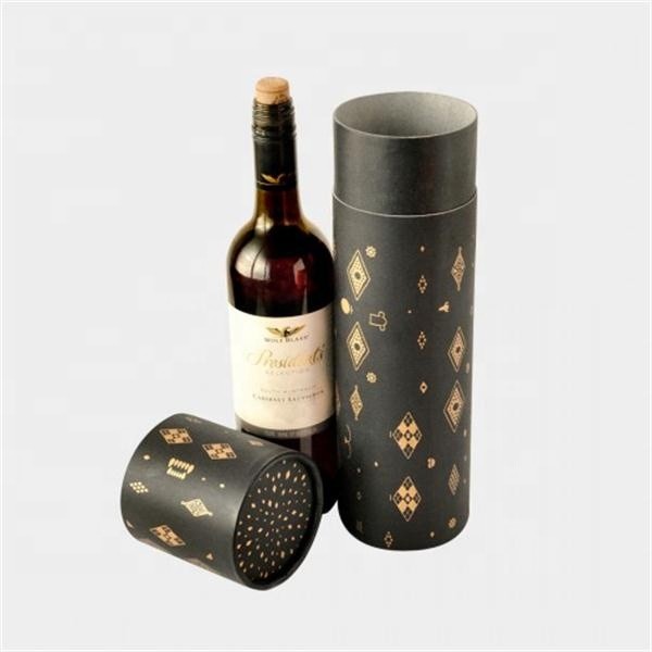 Custom Paper Black Round Gift Cardboard Wine Box