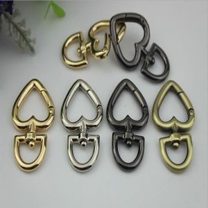 China High quality nickel 3/4 inch heart shape open spring metal o ring clips for purse/handbag on sale